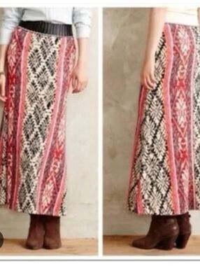 Anthro Vanessa Fair Isle Maxi Skirt Medium